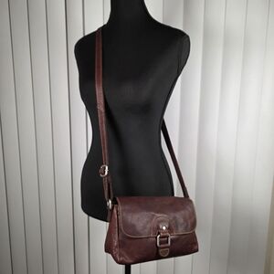 Jack Georges Legacy Collection Leather Crossbody Bag Brown Small Organizer
